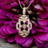 14K Yellow Gold 3/8ctw Vintage Style Diamond Cluster Pendant DPD-27062