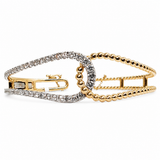 14K Yellow Gold Double Horse Shoe Cuff Bangle DBR-23177