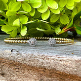 14K Two-Tone Gold Diamond Halo Open Bangle DBR-23164