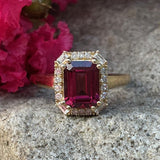 10K Rhodolite Garnet & Diamond Halo Ring DCR-27454
