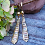 18K Gold Tri-Color Tear Drop Earrings DEJ-24560