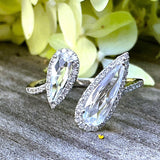 10K White Gold Diamond & White Topaz Open Ring DCR-24755