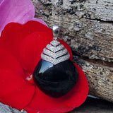 14K White Gold Diamond & Onyx Pendant DPD-25588