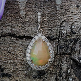 14K White Gold Diamond & Ethiopian Opal Pendant DPD-26532
