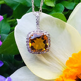10K White Gold Diamond Citrine Pendant DPD-26953