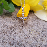 10K White Gold Diamond Small Cross Pendant DPD-26955