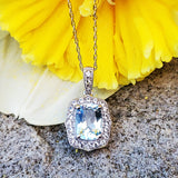 10K White Gold Diamond & Aquamarine Pendant DPD-26957