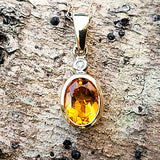 10K Yellow Gold Diamond Bezel Set Oval  Citrine Pendant DPD-26958