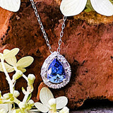 14K White Gold Diamond Tanzanite Pear Pendant DPD-26984