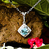 10K White Gold Diamond Halo Blue Topaz Pendant DPD-26986