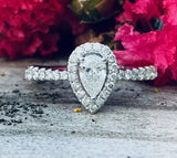 14K White Gold Pear Diamond Halo Ring .56CTW DSR-23798