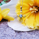 10K Yellow Gold Small Infinity Cross Blue Topaz Pendant GPD-20004