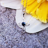 10K White Gold Small Infinity Cross Sapphire Pendant GPD-20005