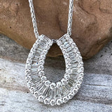 14K White Gold 2 Carat Diamond Baguette & Round Horseshoe Pendant DPD-26997