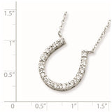 Sterling Silver Rhodium-plated CZ Horseshoe Necklace SSJ-13079