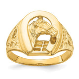 10k Yellow Gold Horse Shoe with Horse Head Ring GFR-20586