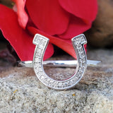 Sterling Silver Diamond Horseshoe Ring SDM-11353