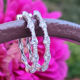 14K White Gold 1CTW Lab Grown Diamond Hoop Earrings DLB-10103