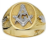 Sterling Silver Solid Back Masonic Gents Ring SSJ-13082