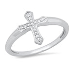 Sterling Silver Diamond Cross Ring  SDM-11264