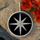 14k Yellow Gold Black Onyx & Diamond Star Pendant DPD-27064
