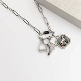 Stainless Steel Black Mother of Pearl Horse With CZ Stone Pendant SSJ-13667
