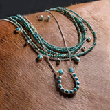 Sterling Silver Keepsake Turquoise Horseshoe Necklace - Silver