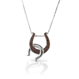 Kelly Herd Cognac Double Horseshoe Necklace Sterling Silver SCZ-10018