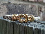 14k Yellow Gold & Sterling Silver Vintage Alwand Vahan Cable Bracelet DEJ-24304