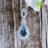 14K White Gold Aquamarine and Diamond Halo Pendant  DPD-26798