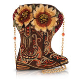 Mary Frances Floral Crossbody Beaded Cowboy Boot Bag ZGT-06122