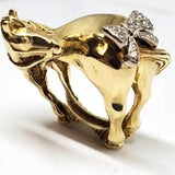 14k Gold Horse Ring with a Diamond Bow DEJ-24412
