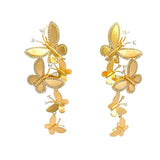 Halo Sterling Silver 18K Gold Dipped CZ Butterfly Drop Earrings SSJ-13777