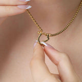 Gold Finish Stainless Steel Horse Shoe Carabiner Charm Holder Necklace