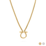 Gold Finish Stainless Steel Horse Shoe Carabiner Charm Holder Necklace