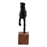 Black/Brown Metal Galloping Horse on Base, 12 in.