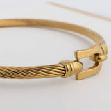 18K Gold PVD Stainless Steel Buckle Clasp Bangle Bracelet: Gold
