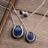 Sterling Silver Lapis Lazuli Horseshoe Necklace SSJ-13713