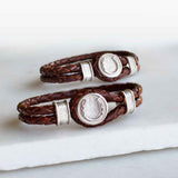 Colton - Horseshoe Dome Braided Equestrian Bracelet Silver on Brown Medium ZGT-05138