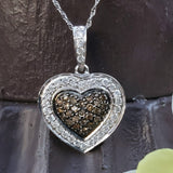 14k White Gold Chocolate and White Diamond Heart Pendant -  DPD-26264