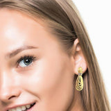 Halo Sterling Silver 18K Gold Dipped CZ Paula Drop Earrings SSJ-13774