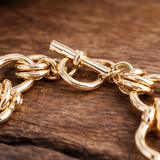 Gold Tone Chunky Shackle Link Bracelet SSJ-13695