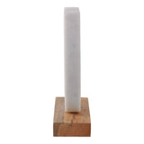 White/Brown Marble Horseshoe on Wood Base Figurine ZGT-06052