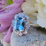 10K White Gold Diamond & Blue Topaz Pendant DPD-26937