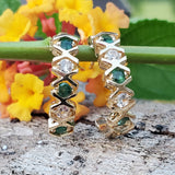 14k Yellow Gold Emerald & Diamond J Shape Earrings DEJ-24485