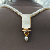 14k Yellow Gold Pearl and Citrine Pendant  GPD-19845