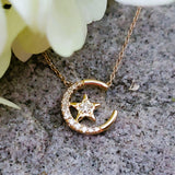10k White Gold .10 CTW Diamond Moon and Star Pendant DPD-26857