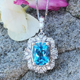 10K White Gold Diamond & Blue Topaz Pendant DPD-26937