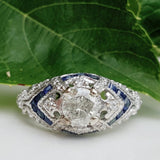 14k White Gold .90 CTW Diamond and Sapphire Engagement Ring DSR-23312