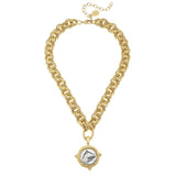Susan Shaw Gold and Silver Plated Intaglio Horse Necklace ZGF-05157